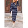 imagePRETTYGARDEN 2 Piece Skirts Sets For Women Fall Fashion 2025 Striped Sweater Dress Knit Lounge Travel Outfits Winter ClothingRoyal Blue White Stripe