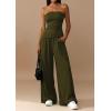 imagePRETTYGARDEN Summer Sets Women 2 Piece Outfits Asymmetrical Tube Tops and Pants Beach Vacation Airport Matching Lounge SetArmy Green