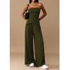 imagePRETTYGARDEN Summer Sets Women 2 Piece Outfits Asymmetrical Tube Tops and Pants Beach Vacation Airport Matching Lounge SetArmy Green