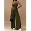 imagePRETTYGARDEN Summer Sets Women 2 Piece Outfits Asymmetrical Tube Tops and Pants Beach Vacation Airport Matching Lounge SetArmy Green