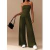 imagePRETTYGARDEN Summer Sets Women 2 Piece Outfits Asymmetrical Tube Tops and Pants Beach Vacation Airport Matching Lounge SetArmy Green