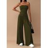 imagePRETTYGARDEN Summer Sets Women 2 Piece Outfits Asymmetrical Tube Tops and Pants Beach Vacation Airport Matching Lounge SetArmy Green