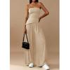 imagePRETTYGARDEN Summer Sets Women 2 Piece Outfits Asymmetrical Tube Tops and Pants Beach Vacation Airport Matching Lounge SetBeige