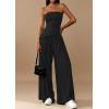 imagePRETTYGARDEN Summer Sets Women 2 Piece Outfits Asymmetrical Tube Tops and Pants Beach Vacation Airport Matching Lounge SetBlack