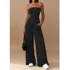 imagePRETTYGARDEN Summer Sets Women 2 Piece Outfits Asymmetrical Tube Tops and Pants Beach Vacation Airport Matching Lounge SetBlack