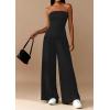 imagePRETTYGARDEN Summer Sets Women 2 Piece Outfits Asymmetrical Tube Tops and Pants Beach Vacation Airport Matching Lounge SetBlack