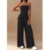 imagePRETTYGARDEN Summer Sets Women 2 Piece Outfits Asymmetrical Tube Tops and Pants Beach Vacation Airport Matching Lounge SetBlack