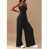 imagePRETTYGARDEN Summer Sets Women 2 Piece Outfits Asymmetrical Tube Tops and Pants Beach Vacation Airport Matching Lounge SetBlack