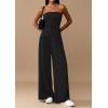 imagePRETTYGARDEN Summer Sets Women 2 Piece Outfits Asymmetrical Tube Tops and Pants Beach Vacation Airport Matching Lounge SetBlack