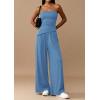 imagePRETTYGARDEN Summer Sets Women 2 Piece Outfits Asymmetrical Tube Tops and Pants Beach Vacation Airport Matching Lounge SetBlue