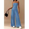 imagePRETTYGARDEN Summer Sets Women 2 Piece Outfits Asymmetrical Tube Tops and Pants Beach Vacation Airport Matching Lounge SetBlue