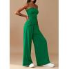 imagePRETTYGARDEN Summer Sets Women 2 Piece Outfits Asymmetrical Tube Tops and Pants Beach Vacation Airport Matching Lounge SetGreen