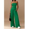 imagePRETTYGARDEN Summer Sets Women 2 Piece Outfits Asymmetrical Tube Tops and Pants Beach Vacation Airport Matching Lounge SetGreen