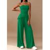 imagePRETTYGARDEN Summer Sets Women 2 Piece Outfits Asymmetrical Tube Tops and Pants Beach Vacation Airport Matching Lounge SetGreen