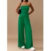 imagePRETTYGARDEN Summer Sets Women 2 Piece Outfits Asymmetrical Tube Tops and Pants Beach Vacation Airport Matching Lounge SetGreen
