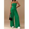 imagePRETTYGARDEN Summer Sets Women 2 Piece Outfits Asymmetrical Tube Tops and Pants Beach Vacation Airport Matching Lounge SetGreen