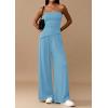 imagePRETTYGARDEN Summer Sets Women 2 Piece Outfits Asymmetrical Tube Tops and Pants Beach Vacation Airport Matching Lounge SetLight Blue