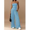 imagePRETTYGARDEN Summer Sets Women 2 Piece Outfits Asymmetrical Tube Tops and Pants Beach Vacation Airport Matching Lounge SetLight Blue