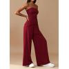 imagePRETTYGARDEN Summer Sets Women 2 Piece Outfits Asymmetrical Tube Tops and Pants Beach Vacation Airport Matching Lounge SetWine Red