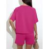 imagePRETTYGARDEN Womens 2 Piece Lounge Sets Short Sleeve Shirts Casual Tops Shorts Matching Clothing 2026 Summer Airport OutfitsRose Red