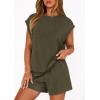 imagePRETTYGARDEN Womens 2 Piece Lounge Shorts Sets 2026 Summer Travel Outfits Casual Beach Vacation Clothes Spring SweatsuitsArmy Green