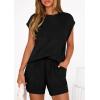 imagePRETTYGARDEN Womens 2 Piece Lounge Shorts Sets 2026 Summer Travel Outfits Casual Beach Vacation Clothes Spring SweatsuitsBlack