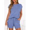 imagePRETTYGARDEN Womens 2 Piece Lounge Shorts Sets 2026 Summer Travel Outfits Casual Beach Vacation Clothes Spring SweatsuitsBlue