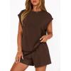 imagePRETTYGARDEN Womens 2 Piece Lounge Shorts Sets 2026 Summer Travel Outfits Casual Beach Vacation Clothes Spring SweatsuitsBrown