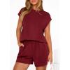 imagePRETTYGARDEN Womens 2 Piece Lounge Shorts Sets 2026 Summer Travel Outfits Casual Beach Vacation Clothes Spring SweatsuitsBurgundy