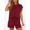imagePRETTYGARDEN Womens 2 Piece Lounge Shorts Sets 2026 Summer Travel Outfits Casual Beach Vacation Clothes Spring SweatsuitsBurgundy