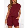 imagePRETTYGARDEN Womens 2 Piece Lounge Shorts Sets 2026 Summer Travel Outfits Casual Beach Vacation Clothes Spring SweatsuitsBurgundy