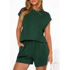 imagePRETTYGARDEN Womens 2 Piece Lounge Shorts Sets 2026 Summer Travel Outfits Casual Beach Vacation Clothes Spring SweatsuitsDark Green