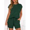 imagePRETTYGARDEN Womens 2 Piece Lounge Shorts Sets 2026 Summer Travel Outfits Casual Beach Vacation Clothes Spring SweatsuitsDark Green