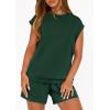imagePRETTYGARDEN Womens 2 Piece Lounge Shorts Sets 2026 Summer Travel Outfits Casual Beach Vacation Clothes Spring SweatsuitsDark Green
