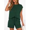 imagePRETTYGARDEN Womens 2 Piece Lounge Shorts Sets 2026 Summer Travel Outfits Casual Beach Vacation Clothes Spring SweatsuitsDark Green