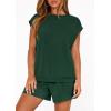 imagePRETTYGARDEN Womens 2 Piece Lounge Shorts Sets 2026 Summer Travel Outfits Casual Beach Vacation Clothes Spring SweatsuitsDark Green