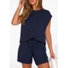 imagePRETTYGARDEN Womens 2 Piece Lounge Shorts Sets 2026 Summer Travel Outfits Casual Beach Vacation Clothes Spring SweatsuitsNavy Blue