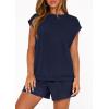 imagePRETTYGARDEN Womens 2 Piece Lounge Shorts Sets 2026 Summer Travel Outfits Casual Beach Vacation Clothes Spring SweatsuitsNavy Blue