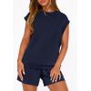 imagePRETTYGARDEN Womens 2 Piece Lounge Shorts Sets 2026 Summer Travel Outfits Casual Beach Vacation Clothes Spring SweatsuitsNavy Blue