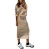 imagePRETTYGARDEN 2 Piece Skirts Sets For Women Fall Fashion 2025 Striped Sweater Dress Knit Lounge Travel Outfits Winter ClothingKhaki Stripe