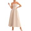 imagePRETTYGARDEN Cocktail Dresses for Women 2026 Summer Formal Elegant Tube Top Strapless Spring Wedding Guest Party Midi DressBeige