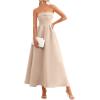 imagePRETTYGARDEN Cocktail Dresses for Women 2026 Summer Formal Elegant Tube Top Strapless Spring Wedding Guest Party Midi DressBeige