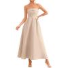 imagePRETTYGARDEN Cocktail Dresses for Women 2026 Summer Formal Elegant Tube Top Strapless Spring Wedding Guest Party Midi DressBeige