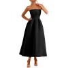 imagePRETTYGARDEN Cocktail Dresses for Women 2026 Summer Formal Elegant Tube Top Strapless Spring Wedding Guest Party Midi DressBlack