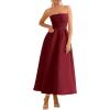 imagePRETTYGARDEN Cocktail Dresses for Women 2026 Summer Formal Elegant Tube Top Strapless Spring Wedding Guest Party Midi DressBurgundy