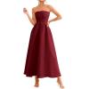 imagePRETTYGARDEN Cocktail Dresses for Women 2026 Summer Formal Elegant Tube Top Strapless Spring Wedding Guest Party Midi DressBurgundy