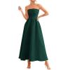 imagePRETTYGARDEN Cocktail Dresses for Women 2026 Summer Formal Elegant Tube Top Strapless Spring Wedding Guest Party Midi DressDark Green