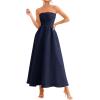 imagePRETTYGARDEN Cocktail Dresses for Women 2026 Summer Formal Elegant Tube Top Strapless Spring Wedding Guest Party Midi DressNavy