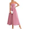 imagePRETTYGARDEN Cocktail Dresses for Women 2026 Summer Formal Elegant Tube Top Strapless Spring Wedding Guest Party Midi DressPink