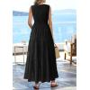 imagePRETTYGARDEN Summer Dresses for Women 2026 Sundresses Sleeveless V Neck Eyelet A Line Flowy Beach Vacation Spring Maxi DressBlack